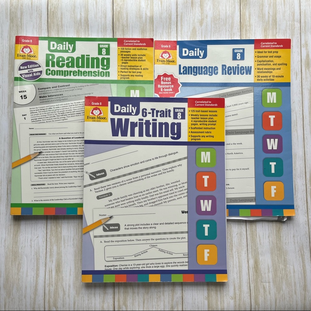 3 Evan-Moor Grade 8 Reading, Writing and Language